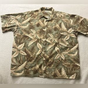Pierre Cardin Men's Tropical Leaf Shirt - Green and Brown